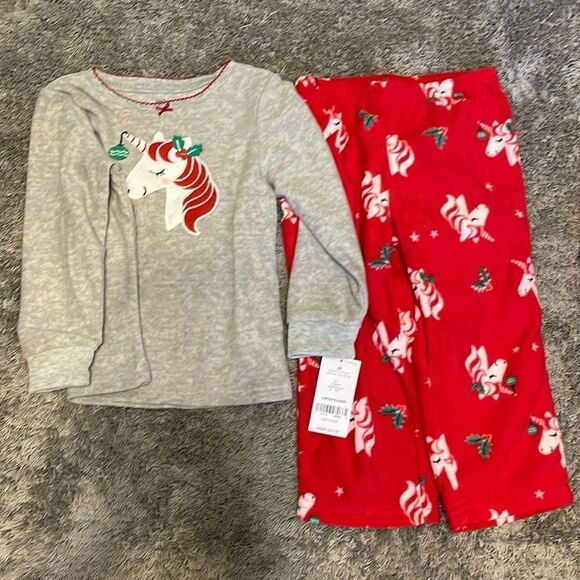 Carters Unicorn Fleece Pajamas Girls 2T NWT - Picture 2 of 4